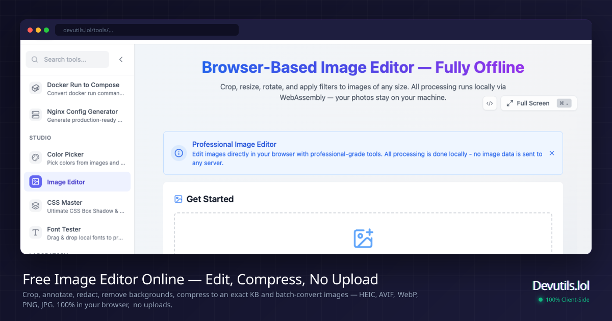 Image Editor in Your Browser offline — Edit, Redact & Export | Devutils.lol